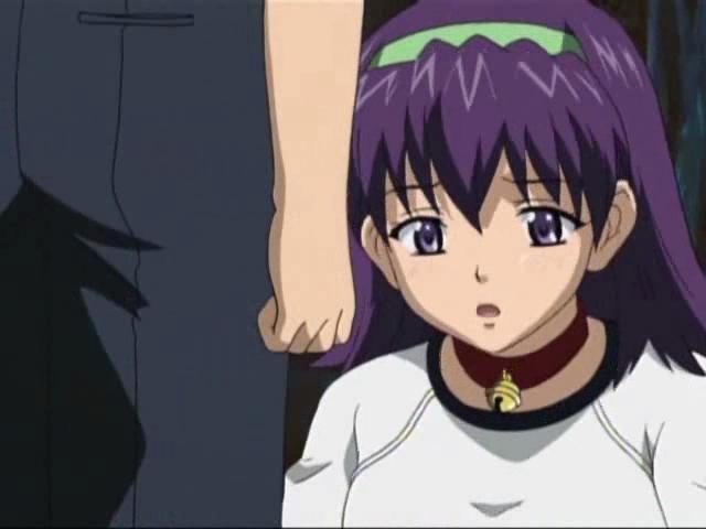 Attractive hentai babe sucking a massive penis on her knees