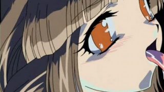 Attractive hentai shemale sucking a monster schlong on her knees