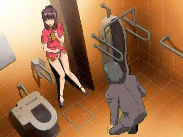 Dazzling hentai minx getting teased in the bathroom