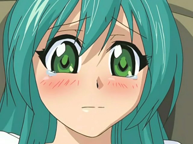 Green haired hentai cutie getting petite shaved pussy licked and fingered
