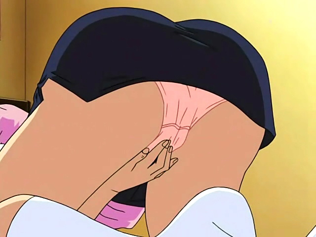 Hentai babe jerks off his rock hard cock and tries to make it cum