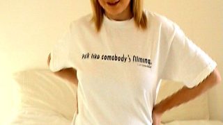 Hot blonde amateur British teen stunner Jessica showing off her big knockers and petite pussy