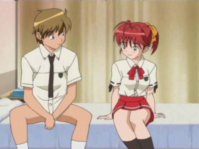 Innocent looking hentai cutie humping a massive penis