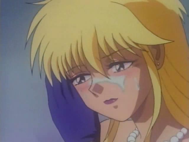 Irresistible blonde hentai shemale licking hot sperm with lust