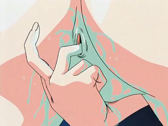 Long  haired brunette hentai cutie giving head job and getting fucked doggy style