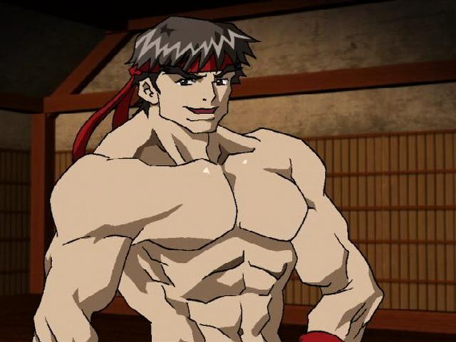 Muscle bodied hentai gay kicking a tiny dude and fucking his booty hard