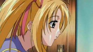 Pigtailed blondie hentai schoolgirl tasting fresh seed and giving felatio