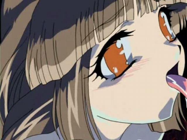 Sinfully brown haired hentai chick sucking a shemale`s massive dork on her knees