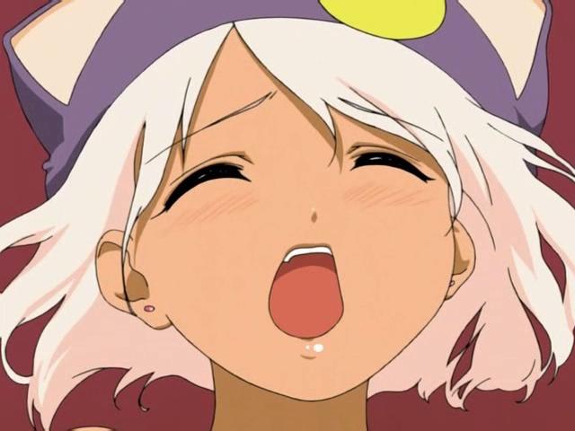 Stimulating hentai bitch slurping a massive dork on her knees