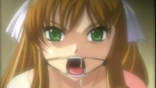 Tied up hentai babe gets her mouth fucked by this huge dick