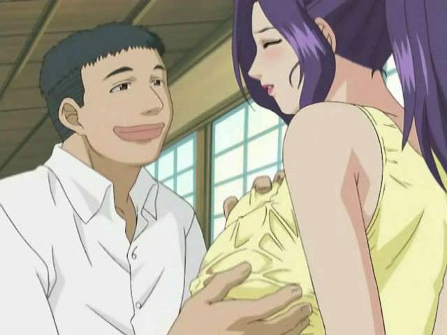 Velvet haired hentai bitch getting big jugs teased and small cooze smashed by a huge dick