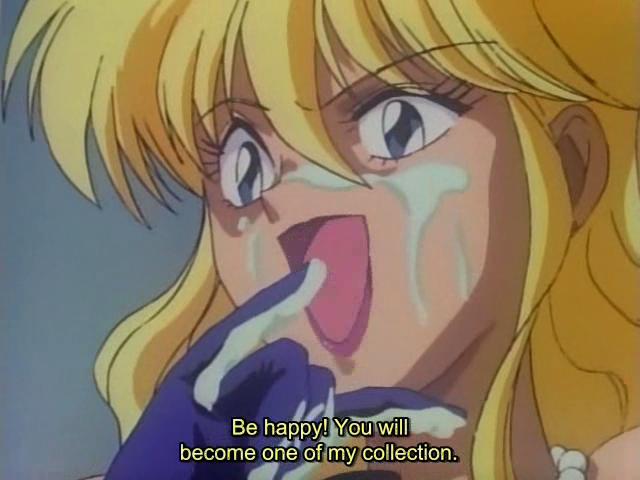 Winsome blond hentai shemale getting facialized by an enormous dick