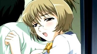 Busty hentai chick gets her boobs touched and pussy fucked in the middle of the train