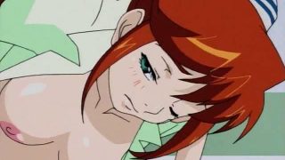 Busty redhead hentai nurse riding a large pecker like crazy