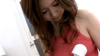 Cutie japan teenie doll Rika Aina vibrating her hot breasts underneath shirt