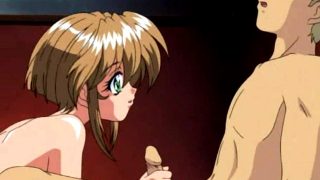 Hentai couple is banging in their big bed