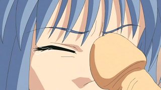 Two guys record while they fuck the hell out of this blue-haired hentai babe