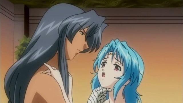 Blue haired hentai cutie getting shaved pussy licked by her boyfriend